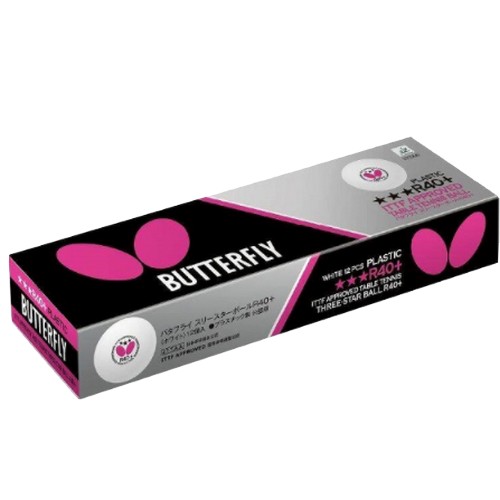 버터플라이 쓰리스타 플라스틱 시합구 R40+ (12개)_이미지