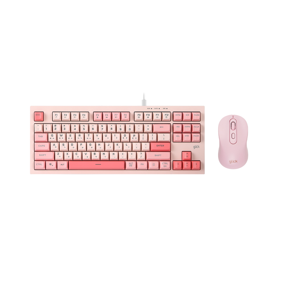 지클릭커 OFFICEPRO OPS70 사일런스 M 마들렌 키보드 마우스 세트 87 (Coral)_이미지