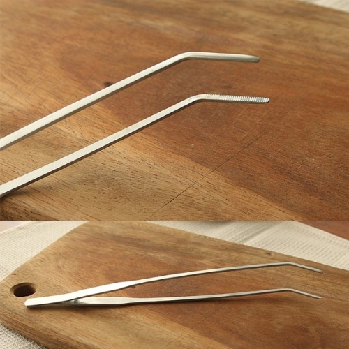 2HOT 스텐 키친툴 꺽인 핀셋 집게 27cm 무광_이미지