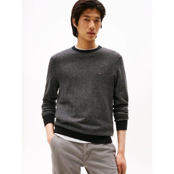  타미힐피거 타미 힐피거 PIMA 헤링본 크루 점퍼 black/medium 그레이 11047194