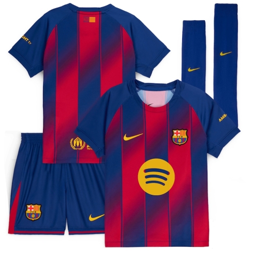 나이키키즈 키즈 FC 바르셀로나 2025/26 스타디움 홈 유니폼 킷 상하의양말 3종 세트 HJ5619-456_이미지