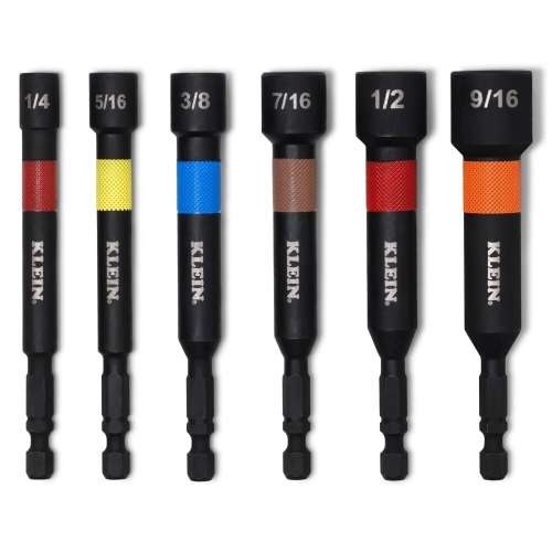 클라인 툴스 32946S 4인치 파워 세트, 충격 SAE 6피스 세터 컬러 마그네틱, 코딩, 등급, 너트