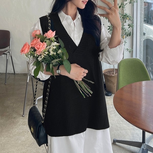 마이더스비 여심 옆트임 니트 조끼