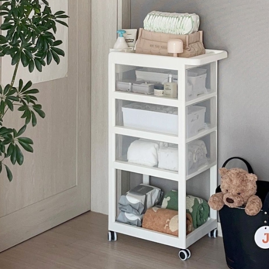 토프온 리뗀클로르 4단 기저귀정리함 아기트롤리