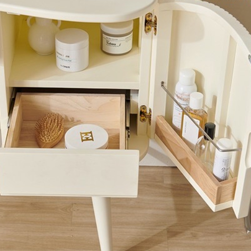 잉글랜더 첼로 크림화이트 원목 템바보드 콘솔 수납 화장대 1000 (거울포함)_이미지