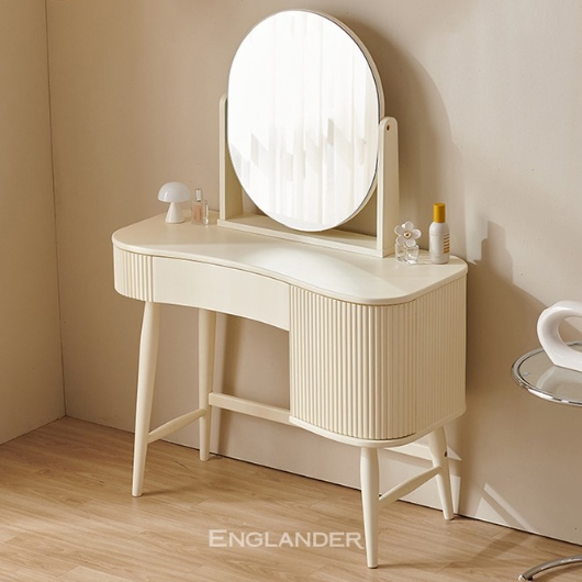잉글랜더  첼로 크림화이트 원목 템바보드 콘솔 수납 화장대 1000 (거울포함)