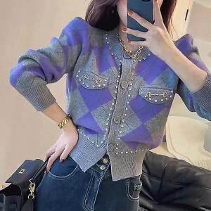 셀러허브 와이에스몰 여성 퍼프 니트 라운드넥 가디건 S11659618