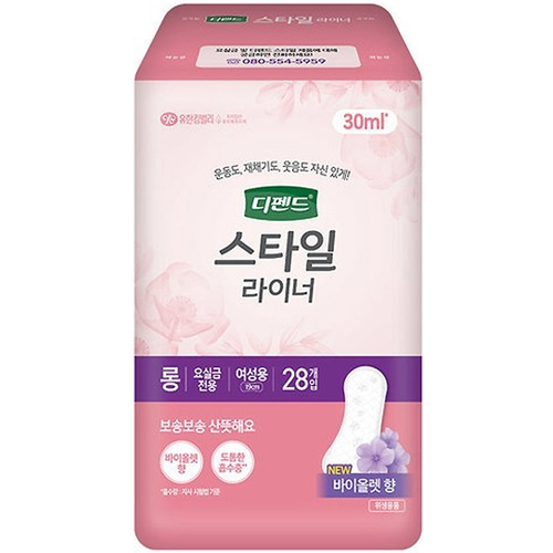 유한킴벌리 디펜드 스타일 라이너 바이올렛향 롱 28개