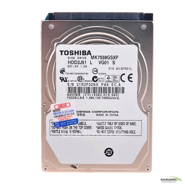 도시바 750GB MK7559GSXP (SATA2/5400/8M/노트북용)_이미지