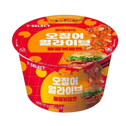 팔도 오징어 얼라이브 매콤볶음면 큰컵 107g (4개)