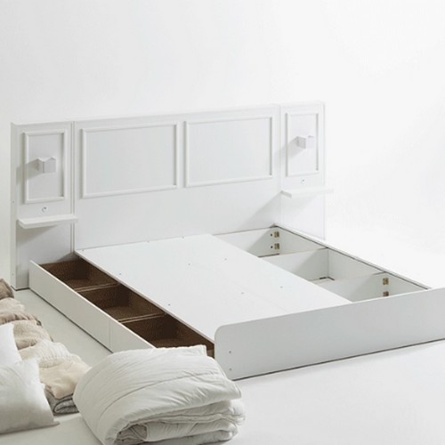 장인가구 윈덤 웨인스코팅 수납 호텔침대 Q (베이직유로탑본넬)_이미지