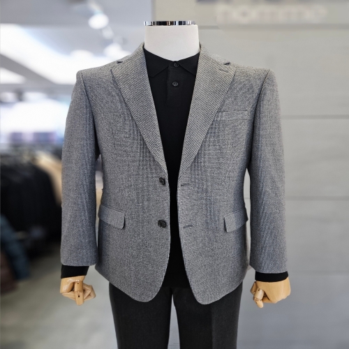 바쏘옴므 남자 가을 겨울 그레이 도트 체크 스판 캐주얼 자켓 WSZ3JK10