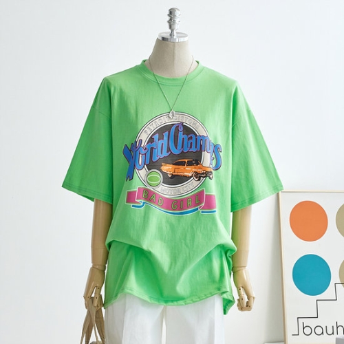 올리비에스클로젯 프린팅 포인트 루즈핏 반팔티_O2404TS104B_H