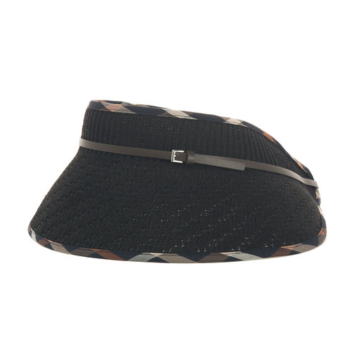  닥스 여성 블랙 니팅 체크 선바이저 DLHE6B303BK