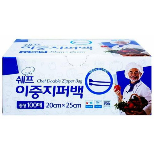 대진씨앤씨 쉐프 이중지퍼백 중형 20x25cm 100매 (1개(100매))_이미지