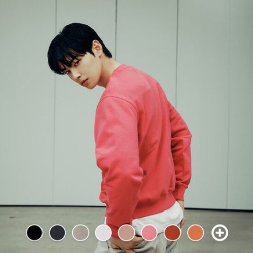 024920 차은우 가을 무지 맨투맨 티셔츠_01024920