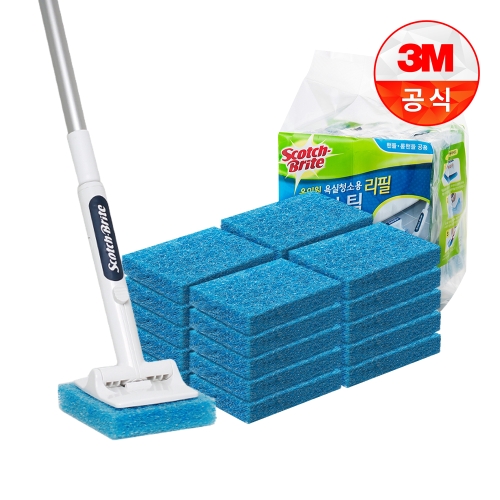 스카치브라이트 크린스틱 뉴올인원 욕실청소용 롱핸들+리필 21입