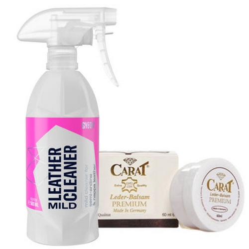 기온쿼츠 Q2M 레더클리너 마일드 500ml + 캐럿 프리미엄 가죽 보호제 60ml