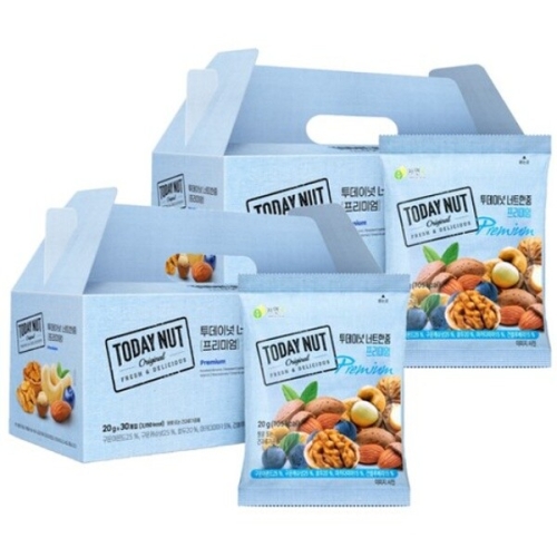 해맑음푸드 투데이넛 너트한줌 프리미엄 선물세트 20g 30개입 (2개)_이미지