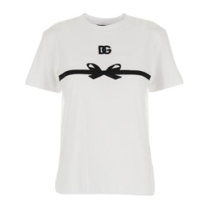 돌체앤가바나 화이트 블랙 보우 로고 크루넥 반팔 티셔츠 F8V42Z GDC6BW0800