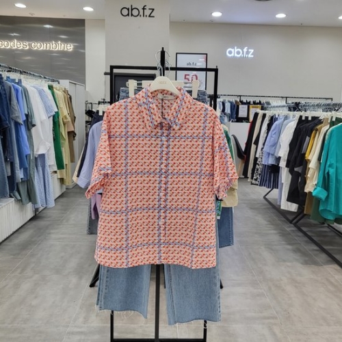  Ab.f.z AFY3QB35/여름 빈티지 레트로 루즈핏 셔츠
