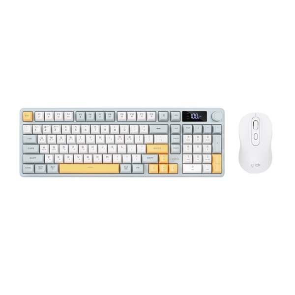지클릭커 OFFICEPRO WMK90 사일런스 M LCD 98 무선 키보드 마우스 세트 (Navy Blue)_이미지
