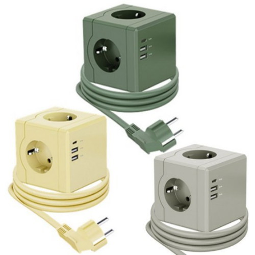 알토디자인 에코너 3구 16A USB 고용량 큐브멀티탭 (1.8m)_이미지