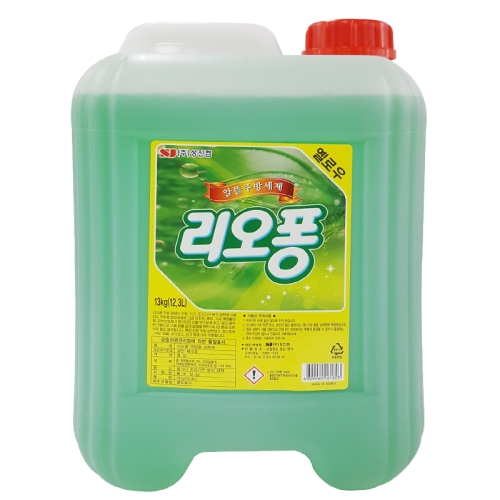 성진켐 리오퐁 옐로우 주방세제 13kg 업소용 대용량 알뜰 주방 설거지 세제 리필 말통 식당 주방용 세척제