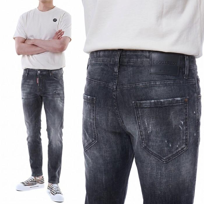 디스퀘어드2 디스퀘어드 래더패치 멀티디스덧댐 블랙 워싱진 슬림트위스트핏 74LB1912 S30357 900_이미지
