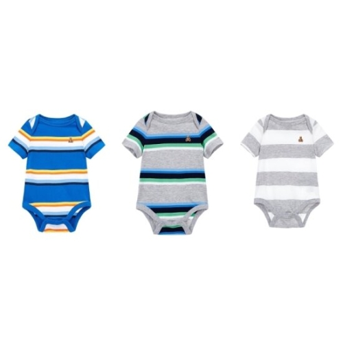 갭키즈 베이비 남아 스트라이프 베어 자수 바디수트 3종 SET 43081082083_이미지