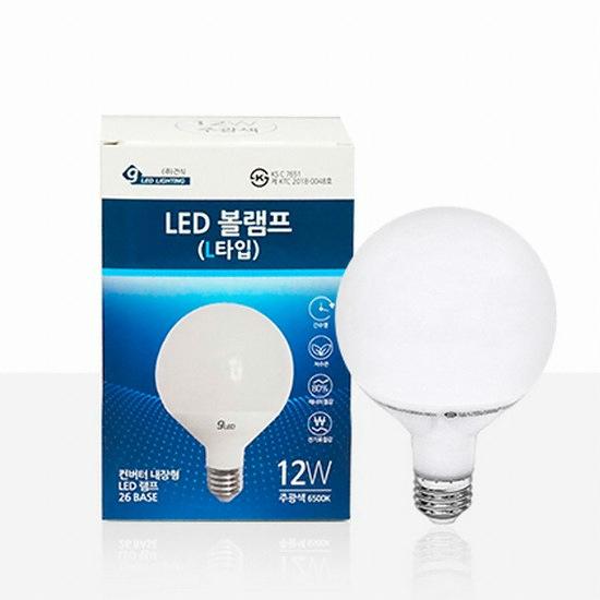 GS LED 롱타입 볼전구 주광색 12W (1개)_이미지