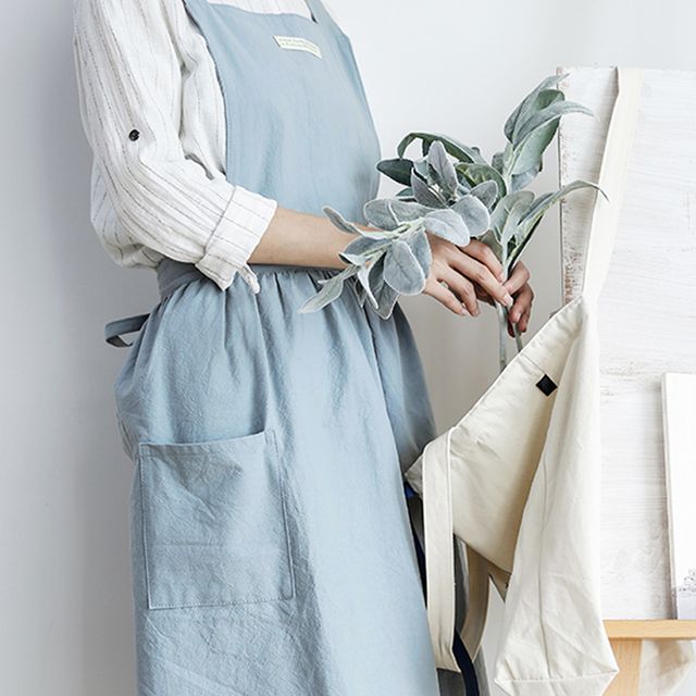 젊은이마켓 ㅤ모던 원피스형 린넨 앞치마 A타입_이미지