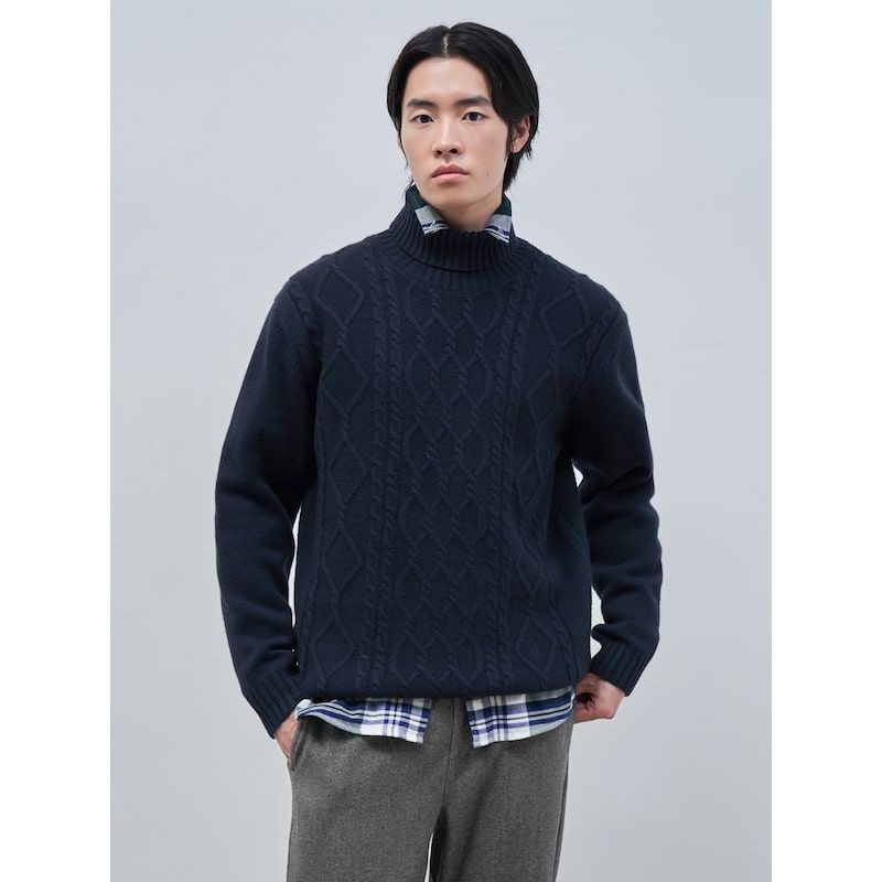 삼성물산 빈폴 MEN 피셔맨 터틀넥 니트 네이비 241639_이미지