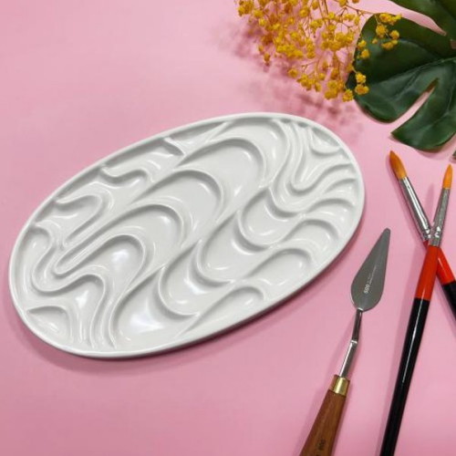 산돌 도자기 팔레트 웨이브 타원형 980