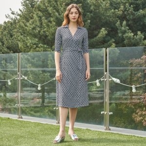 Lipbbam 바이 크레오라 데로시 카라 3/4 슬리브 롱 랩원피스 LDM11CO01
