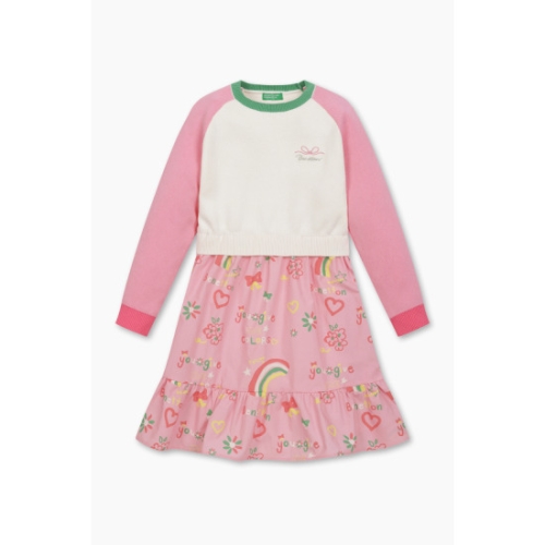 베네통키즈 컬러스 우븐 니트 원피스QAOP08511PK_이미지