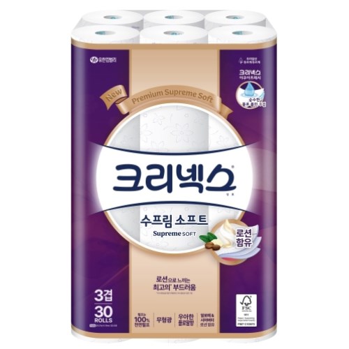 유한킴벌리 크리넥스 수프림 소프트 27m (30롤) (8팩)