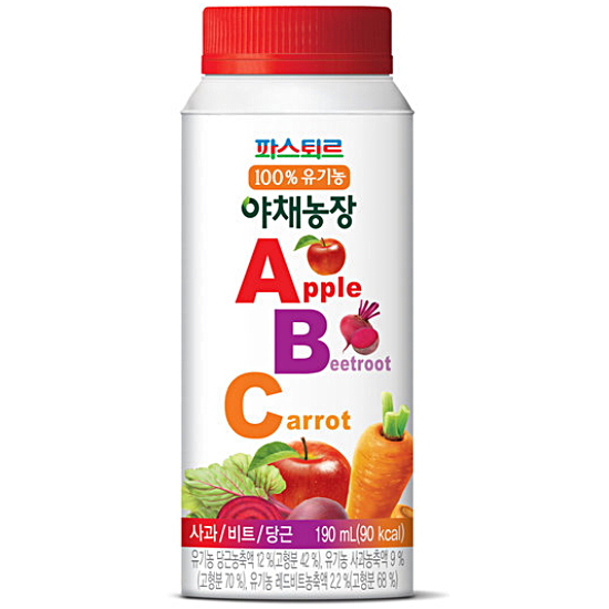 롯데푸드 파스퇴르 100% 유기농 야채농장 ABC주스 190ml (28개)_이미지