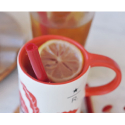 에이비라이프 개방형 실리콘 빨대 체리레드 (22cm)_이미지