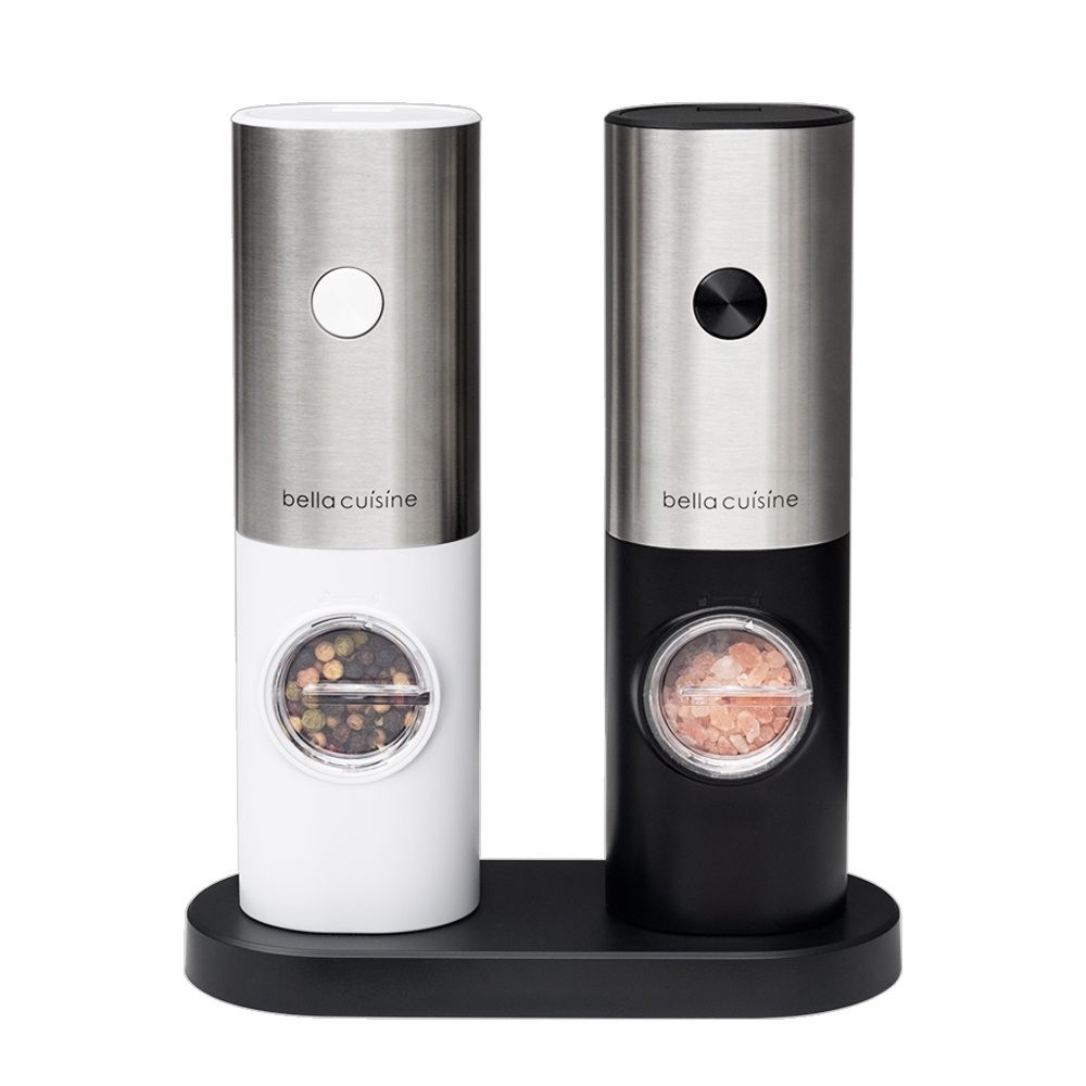 벨라쿠진 블랙라인 전동 후추 소금 그라인더 2종 세트_이미지