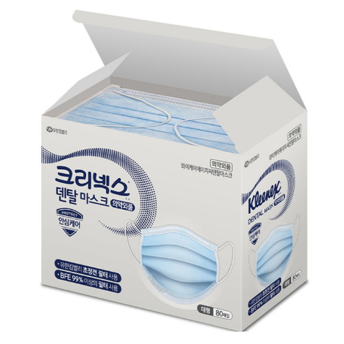 유한킴벌리 크리넥스 안심케어 덴탈 대형 블루 80매입 (480매)_이미지