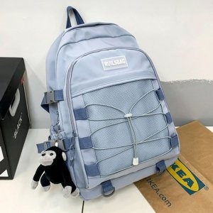 W8AB656 유행 망사 학생 백팩 데일리 책가방 가방 블루 노트북백팩 데일리백 학교가방 대학생가방 복수할인