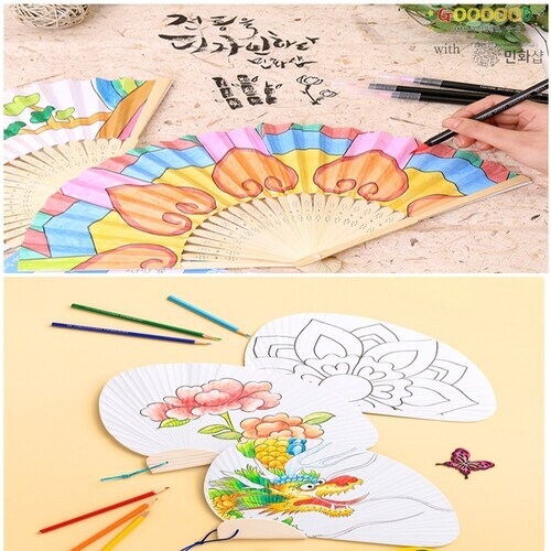 민화샵 민화 합죽선 입문형 만들기세트 전통부채 종이부채_이미지
