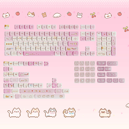 SPM Soulcat 고함량 PBT 염료승화 영문 키캡 169키 쫑긋 고양이 이모지_이미지