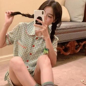 오노마 ONM 바닐라 체크 파자마 침실 홈웨어 편한 여자 수면 긴팔 37294046
