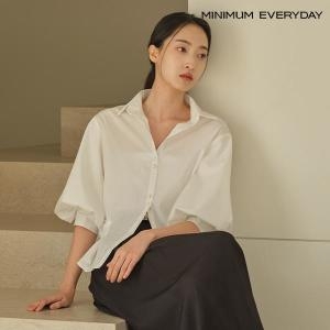 미니멈 에브리데이페미닌 투버튼업 카라넥 반팔 셔츠 EB2BA006D