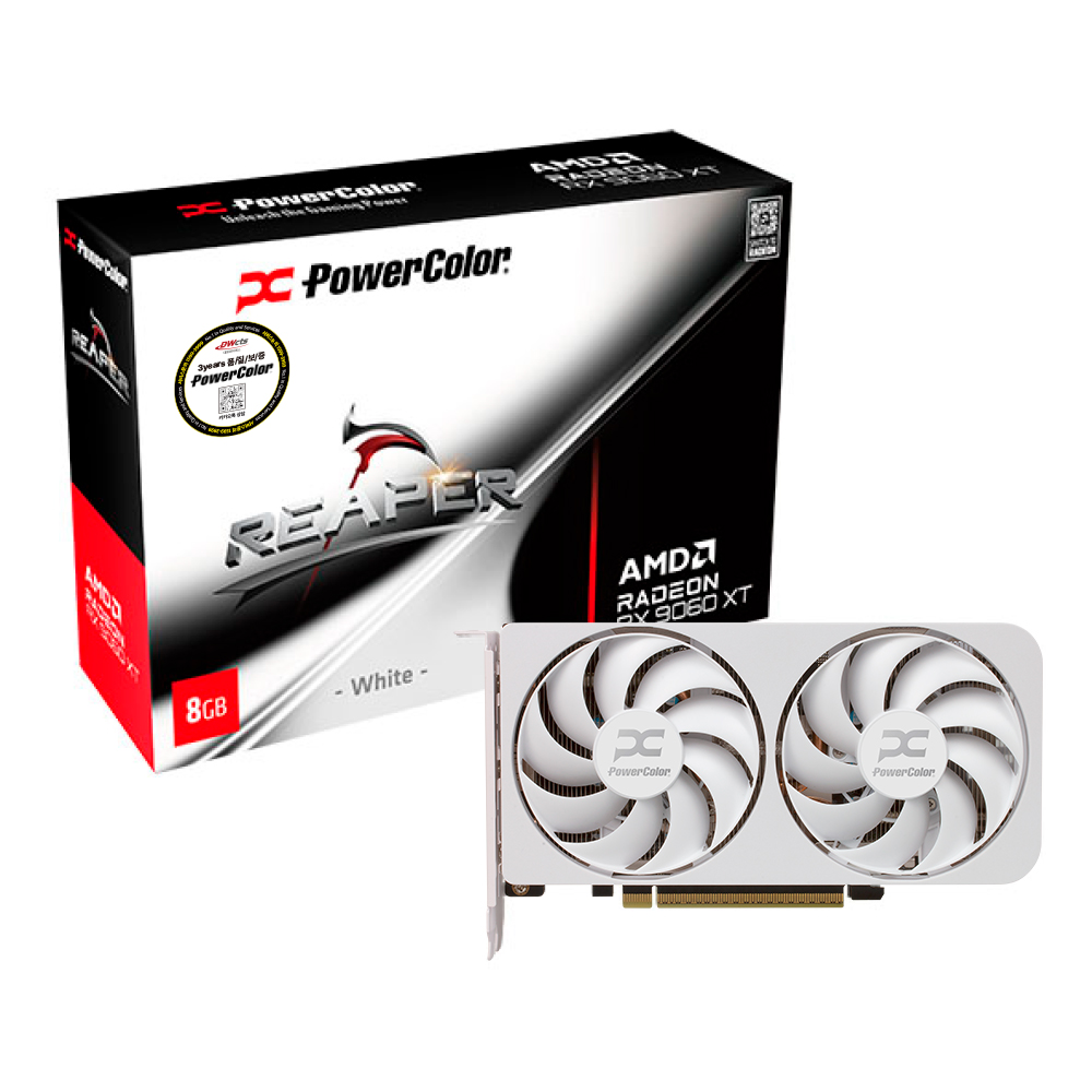 PowerColor �󵥿� RX 9060 XT Reaper White D6 8GB �����Ƽ����
