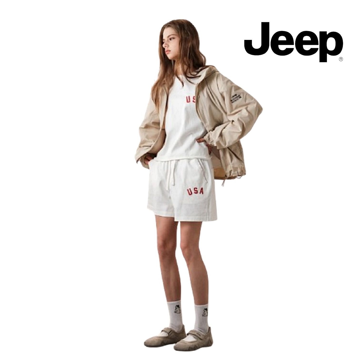 JEEP 남녀공용 R2F018918 긴팔티셔츠 반바지 트레이닝세트