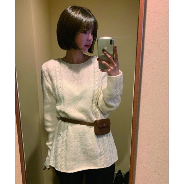 썸웨어버터 SOMEWHEREBUTTER Some Cable Long Sleeve Knit Ivory S4WKN02IVF 391883_이미지