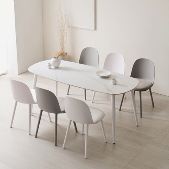 파로마 홈즈 디아 원형 세라믹 사각 식탁 1800 (라운드의자6개)_이미지